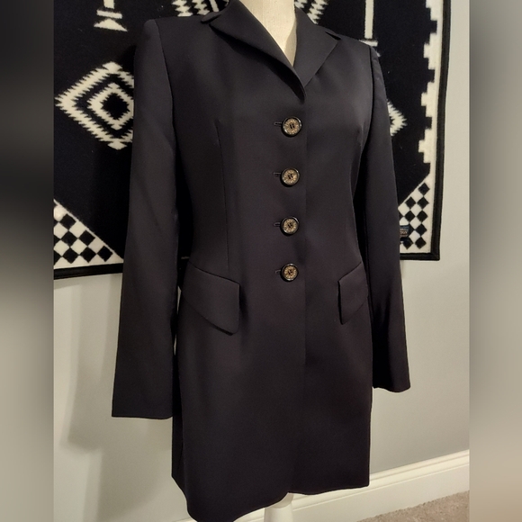 🖤 Vintage 90's Escada Elements Mid-Length Unisex Wear Blazer, Black, Flare Arm - Picture 5 of 14